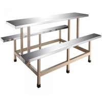 restaurant scool furniture stainless steel canteen table with bench for 8 people