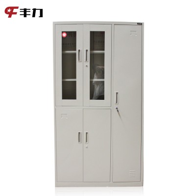 glass door bookcase steel office file storage cabinet metal wardrobe